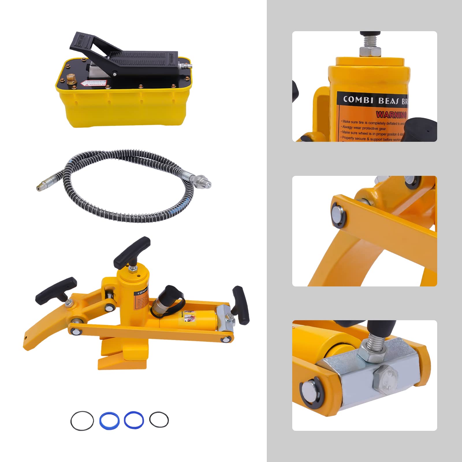 Wytrzymała hydrauliczna opona pneumatyczna 10000PSI z metalową pompką nożną i wężem powietrznym do ciągników ciężarowych, kosiarek, ATV (hydrauliczny łamacz koralików + pompa nożna)
