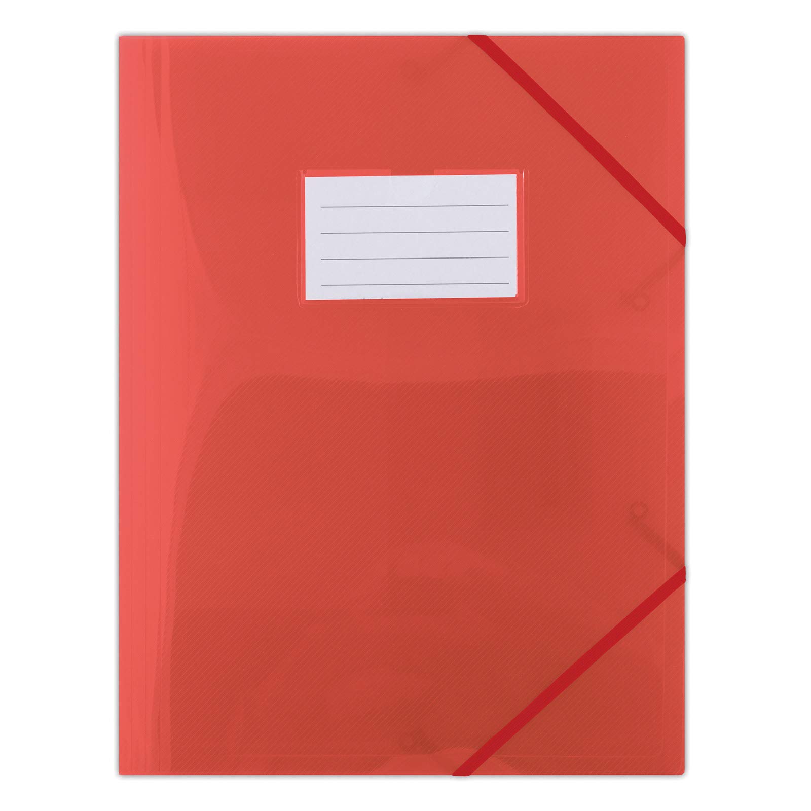 Elasticated File DONAU PP A4 480 Micron 3 Flaps Transparent Red/Document Archiving/Type-3-flap/Kind-with Elastic Band, with a Label/Index-N.a. / Pockets-N.a. / Material-PP/Dividers-N.a. — image 1