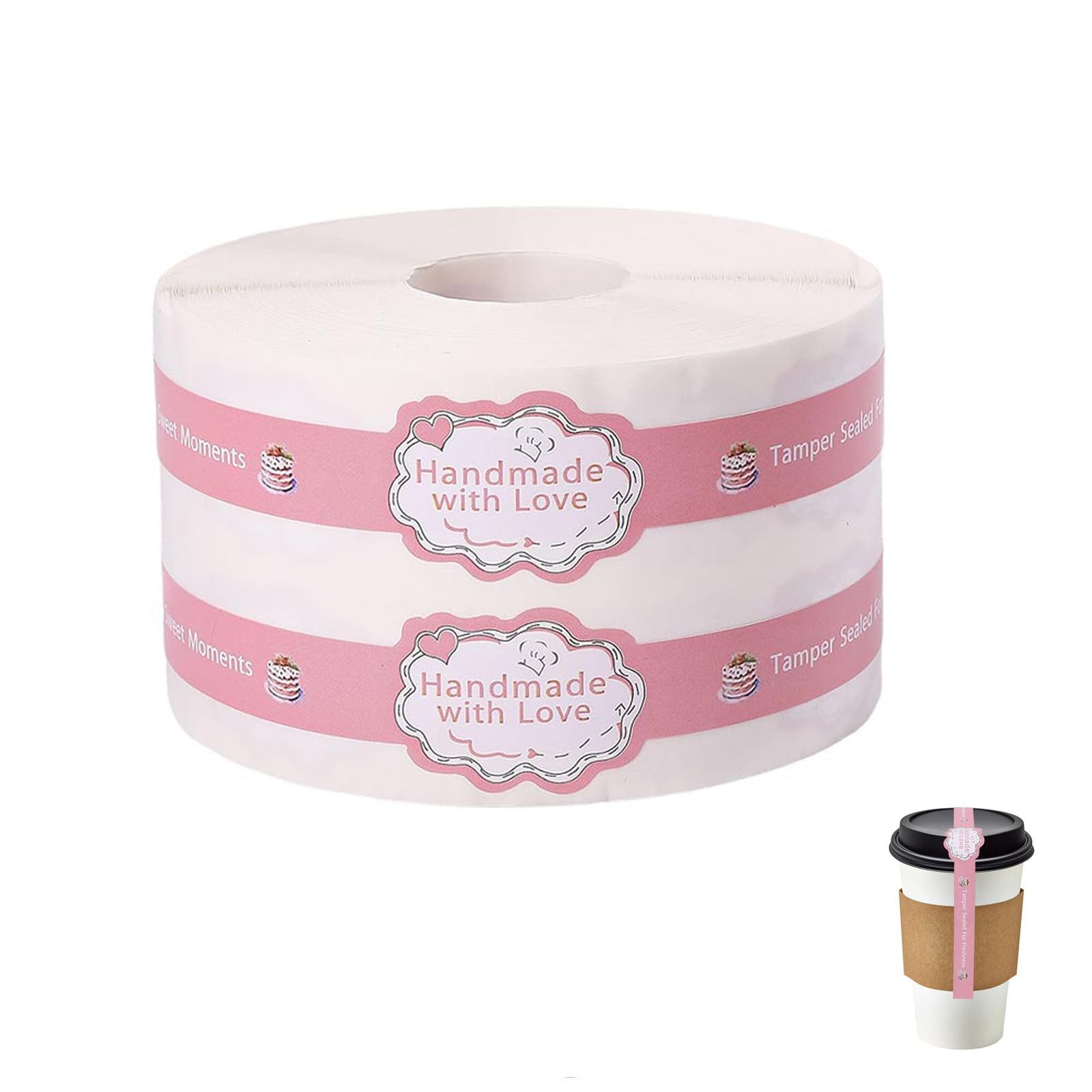 CONCHLERY 500 Pcs Pink Tamper Resistant Seal Stickers 8.66x0.98 Inch Adhesive Sealing Labels for Retail Package Gift Wrapping Handmade Crafts Box Packaging