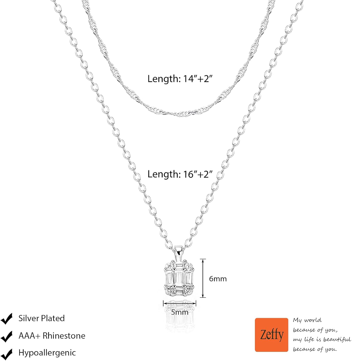 Zeffy Diamond Necklaces for Women, Dainty Gold Necklace 18k Gold Plated Layered Necklaces Simple Gold CZ Diamond Pendant Necklaces for Women Trendy Jewelry Gifts for Girls - Image 6