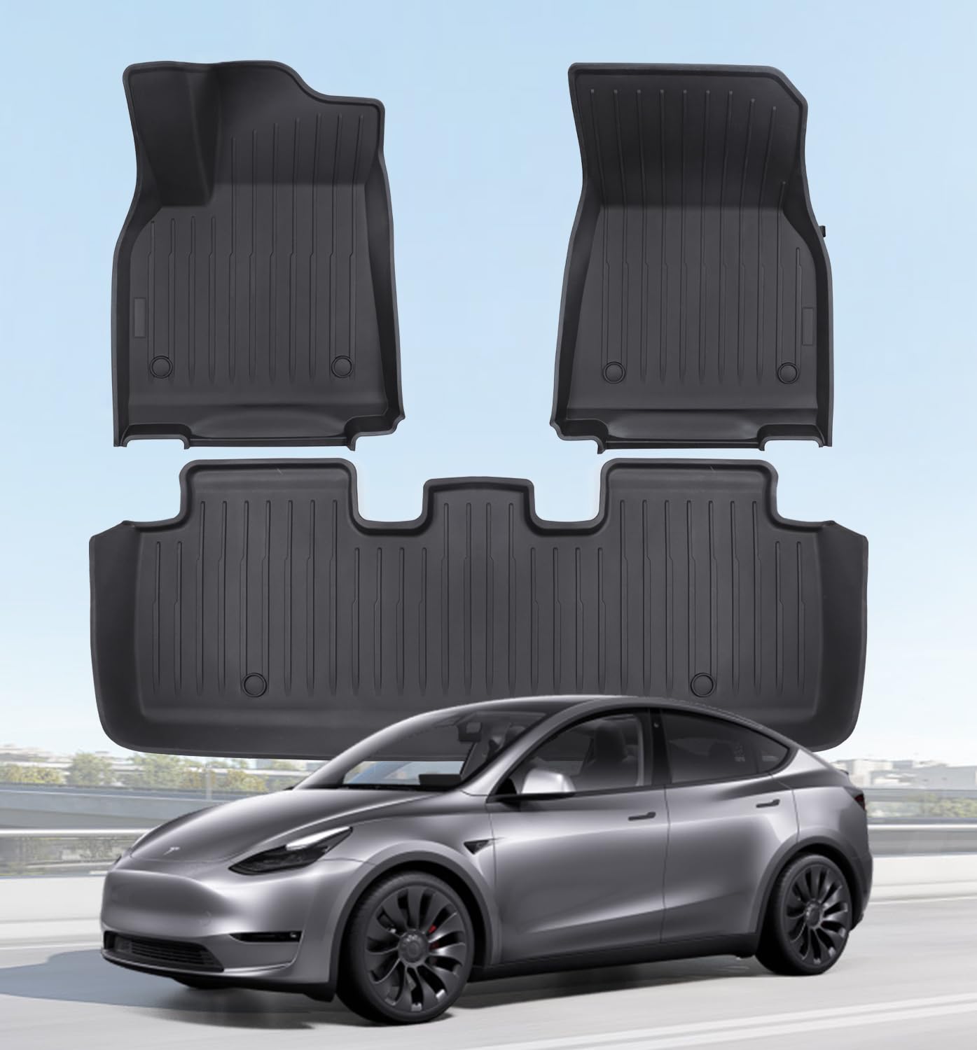 Wekar Floor Mats Fits for Tesla Model Y 5-Seat 2024-2020 - Custom Fit All Weather Front Rear Row