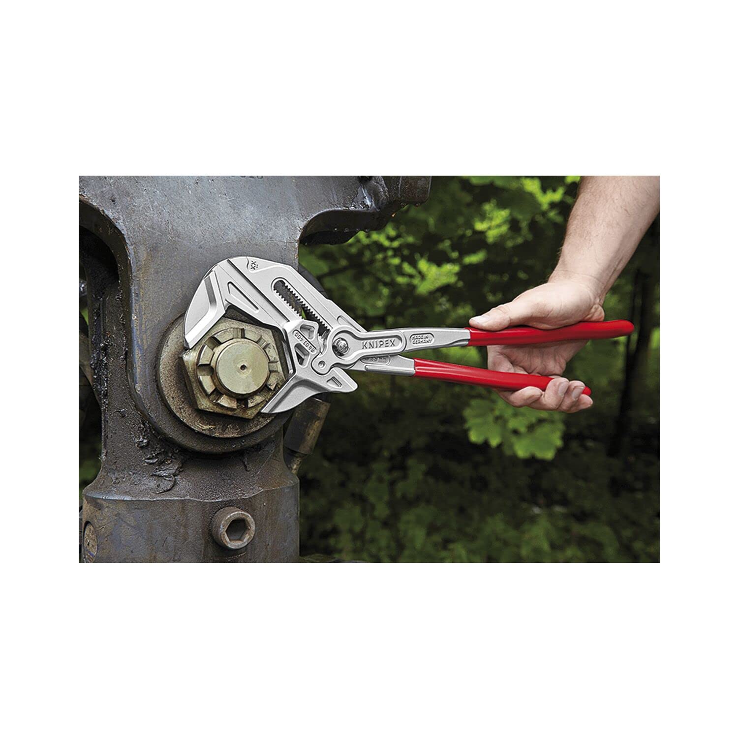 Knipex Pince-clé, chromée, 300 mm, pince en continu jusqu'à 68 mm, réglage fin par bouton-poussoir, clé réglable, remplace clés plates, 86 03 300