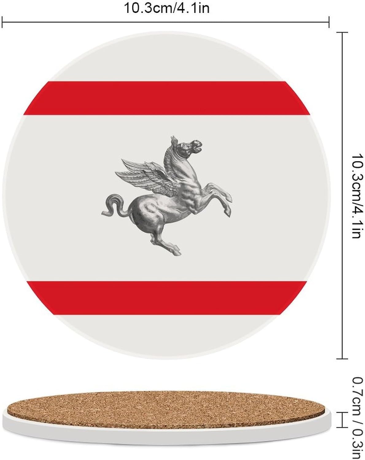 Flag of Tuscany Funny Round Ceramic Coasters for Drink Absorbent Cup Holders Tabletop Protection