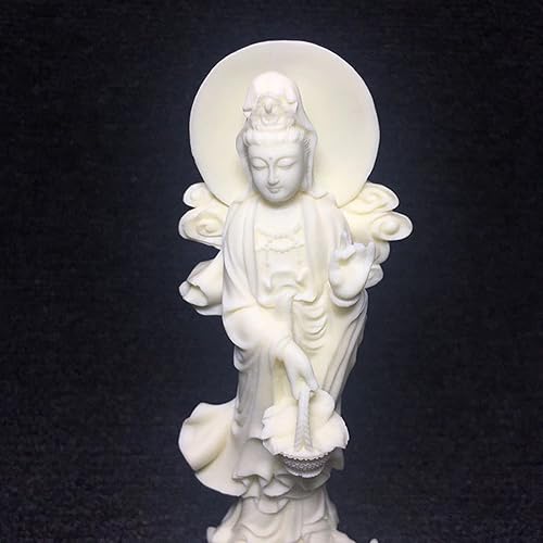 Miniatura 3 de Estatua de Guanyin de 7.08 pulgadas para decoración del hogar, estatua de Buda kuanyin blanca para decoración de oficina, adorno de escultura de