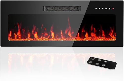 Chimenea eléctrica de 36 pulgadas, calentador empotrado y montado en la pared, chimenea interior delgada independiente con control remoto, colores