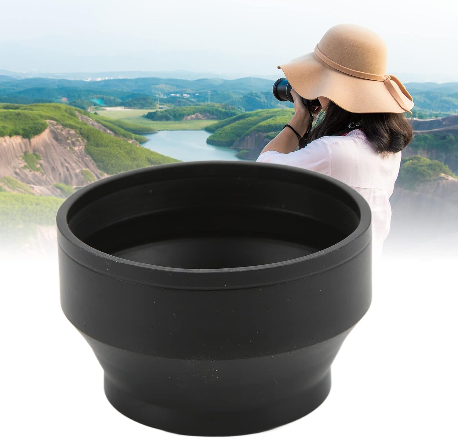 Universal Camera Lens Hoods Fits for 49mm/52mm/55mm/58mm, Collapsible Rubber Digital Lens Hood DSLR Lens Shade, Foldable Prevent Astigmatism Prevent Damage Digital Lens Hood for