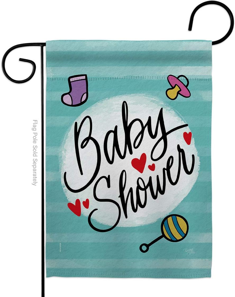 Baby Shower Burlap Burlap Garden Flag Set with Stand Celebration New Born Boy Girl Occasion Anniversary Party Small Decorative Gift Yard House Banner Double-Sided Made In USA 13 X 18.5