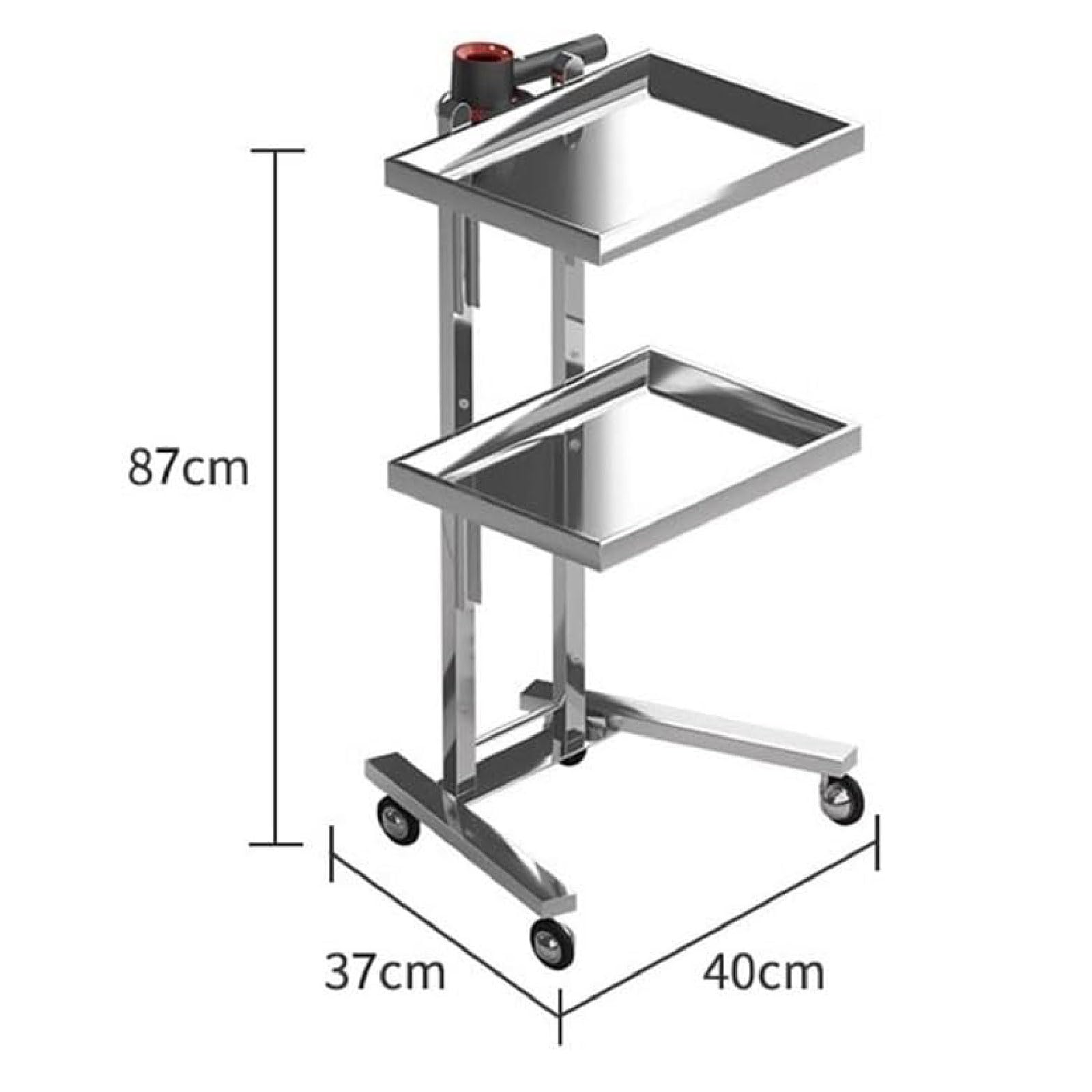 Verdickter Salon-Tablettwagen aus Edelstahl, Faltbarer Trolley-Organizer, Aufbewahrung mit Rädern, Salon-Tablett-Aufbewahrungswagen für Salon-Schönheitssalon