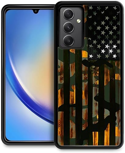 DJSOK Funda compatible con Samsung Galaxy A24 4G, diseño de camuflaje con diseño de bandera de árbol de lujo para hombres, niños y niñas, doble