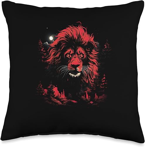 Fantasy artwork Pride Africa Illustration Majestic Lion King Powerful Animal Wildlife Strength Beauty Throw Pillow, 16x16, Multicolor