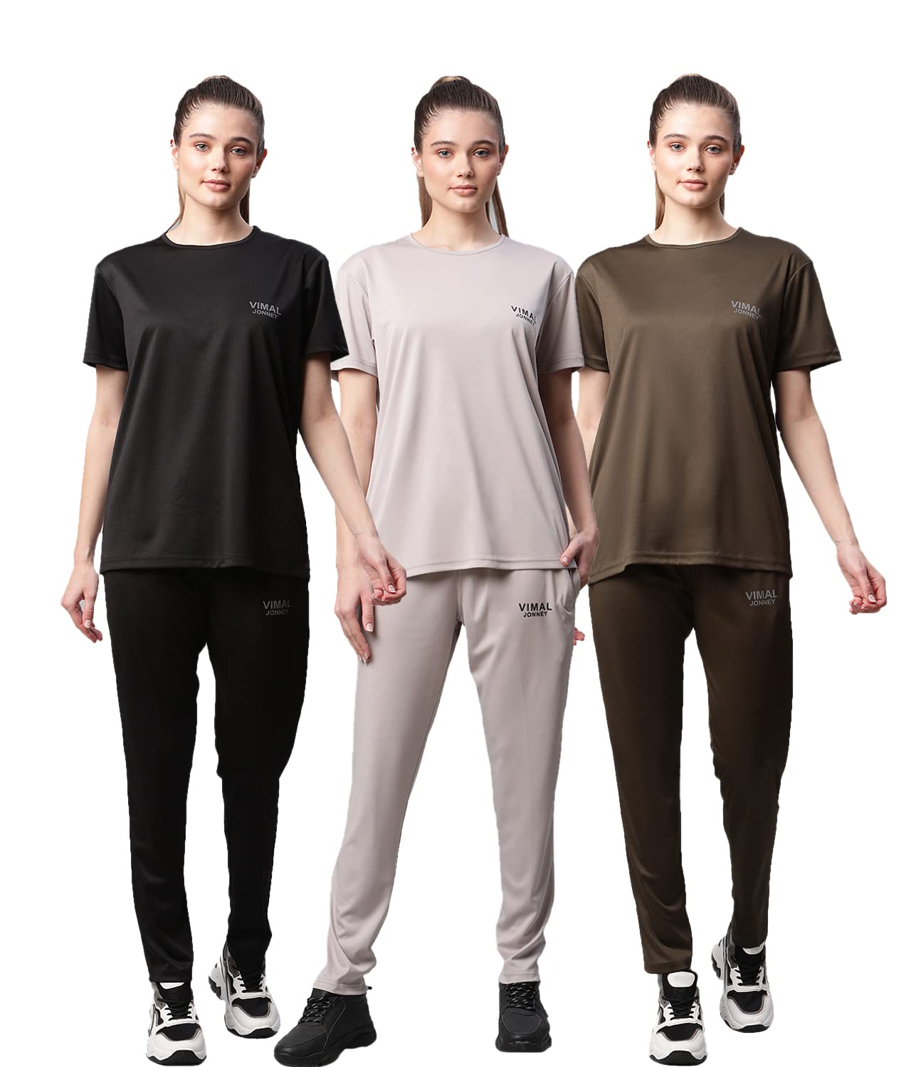 Mack Jonney Dryfit Lycra Solid Tracksuit Co-ord Sets for Women (Pack of 3)-DRYFIT_T_D10_BLK_GRY_L.GRY_006-P