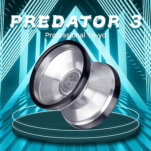 Hksod Professional Bi-Metal Yoyo, Unresponsive Yoyo for Adults Advanced Players Predator 3 Trick yoyo with Premium YOYO Bearingswith Yo-Yo Accessories - Sliver and Black