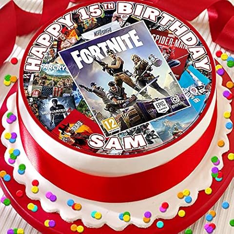 Games Console Your Game Birthday Personalised 7.5 INCH Edible Icing Cake Topper Decoration Cover