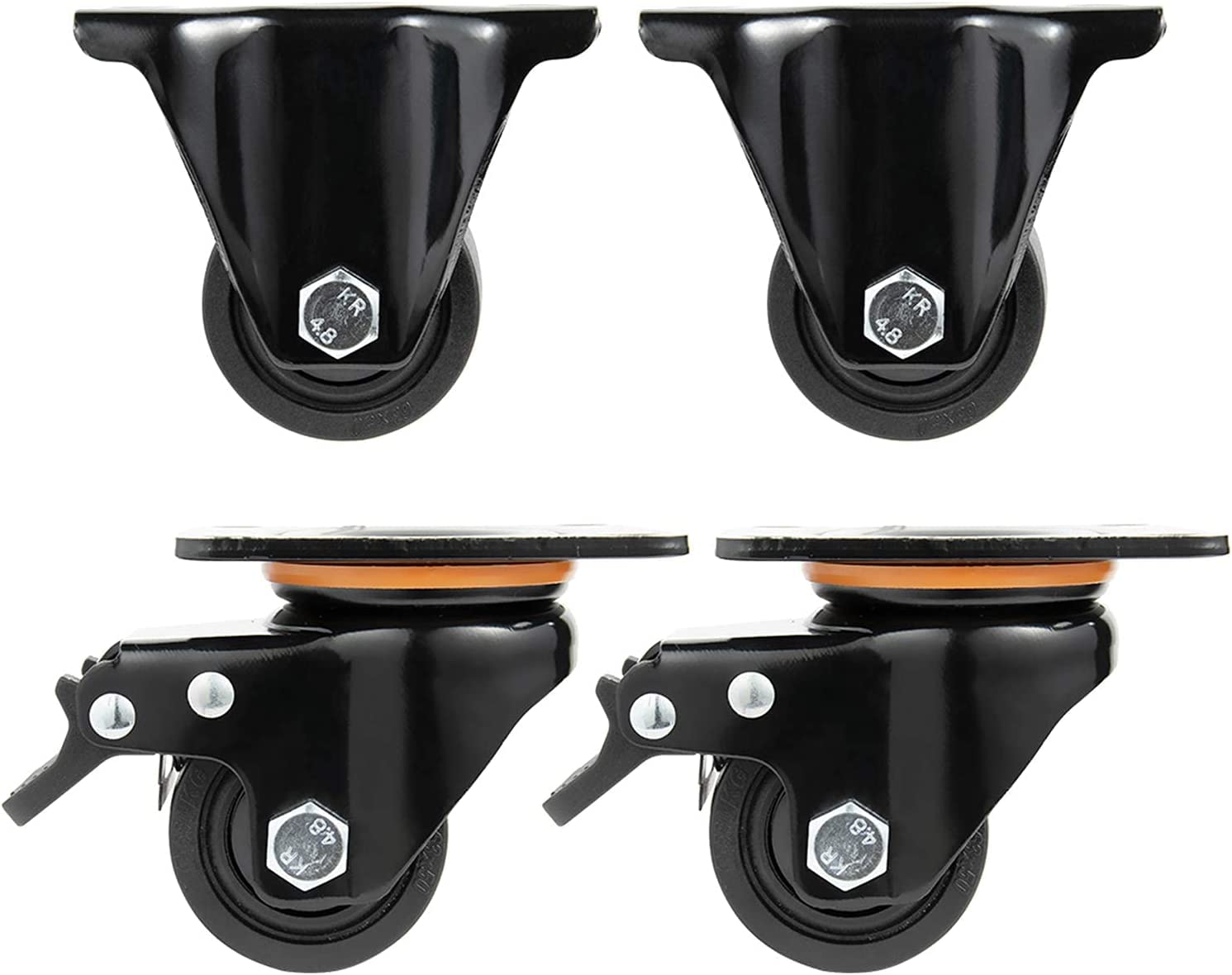 Ruedas industriales* Ruedas con Ruedas,Ruedas for Muebles,Rueda Giratoria Industrial,Muebles,Rueda de Nylon Negra de Alta Resistencia de 75 mm,Un ​​Juego de 4,Carga de 2000 kg,Rueda for Transporte de