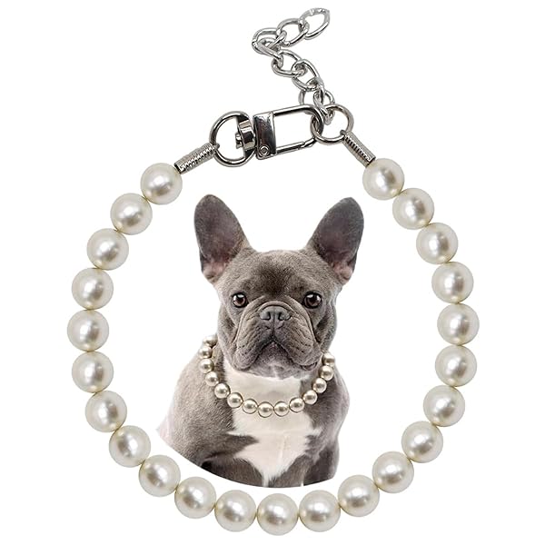 0.55 inch Big Pearl Dog Collar,Suit for Medium Large Dog,Occasions and Garden Party,Strong Stainless Steel Wire Rope,Elegant Exquisite Adjustable Dog Pearl Necklace