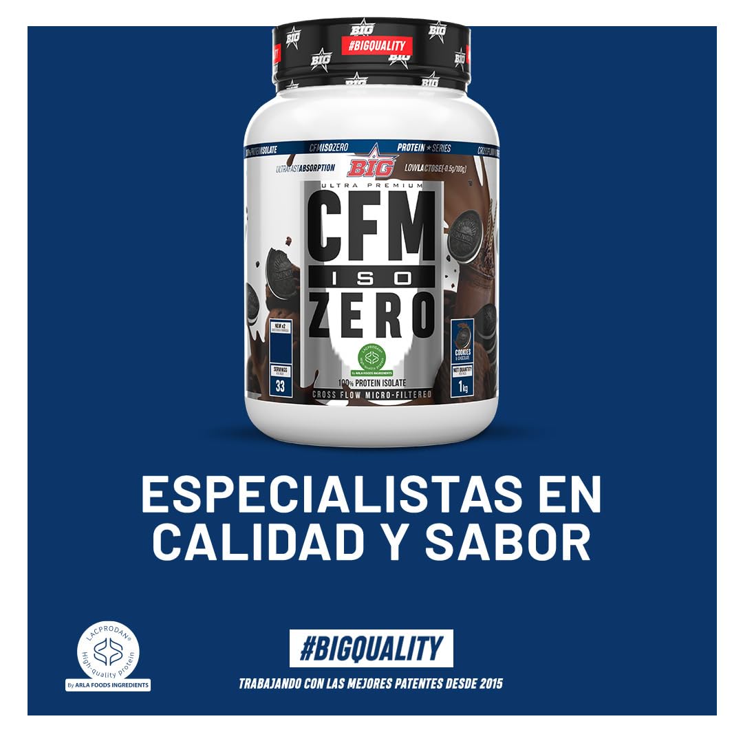 BIG - Proteina Isolada - Proteinas Whey para Masa Muscular - Whey Protein Isolate - Proteína en Polvo Materia Prima Premium Sin Grumos, Baja en Lactosa, Sin Azúcares Añadidos (1Kg, Mowgly White Choco)