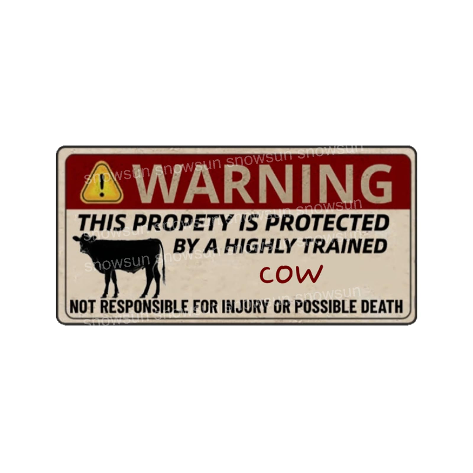 Warning Of Cow Beware Signs Vintage Tin Sign For Fence Outdoor Yard Home Decor 4x16 Inch