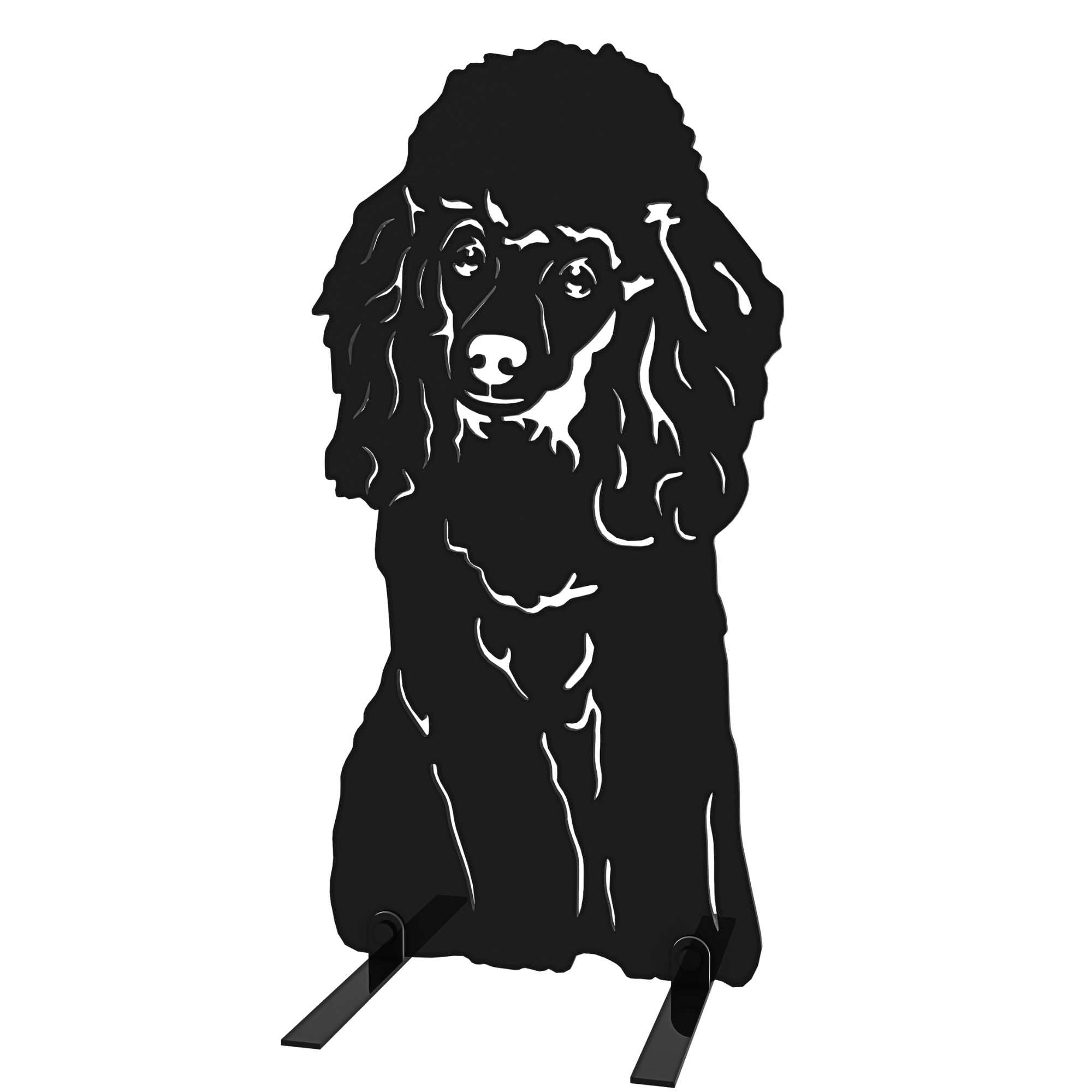 Poodle Dog Loss Garden Memorials Stone Statue Pet Grave Plaque Bereavement Gifts Outdoor Personalised Ornament Ideas Ashes Urn Casket Markers Headstones Figure Sculpture (Black Poodle - Black Paint)