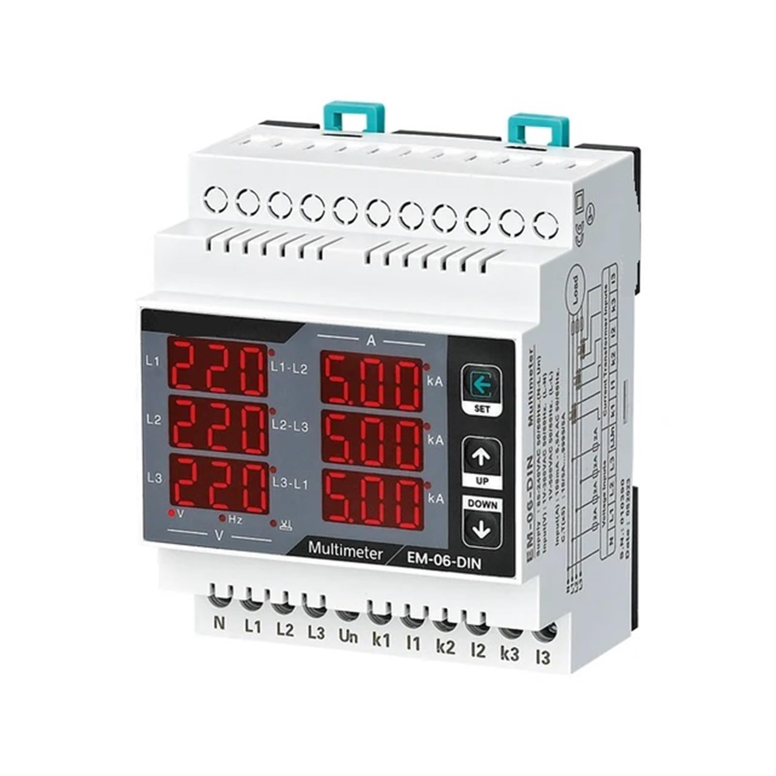 Multimètre EM-06-DIN triphasé compteur de panneau voltmètre ampèremètre rail DIN - 6