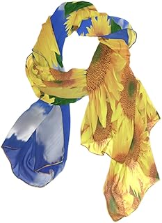 Use4 Fashion Lightweight Sunny Sunflower Floral Chiffon Silk Long Scarf Shawl Wrap