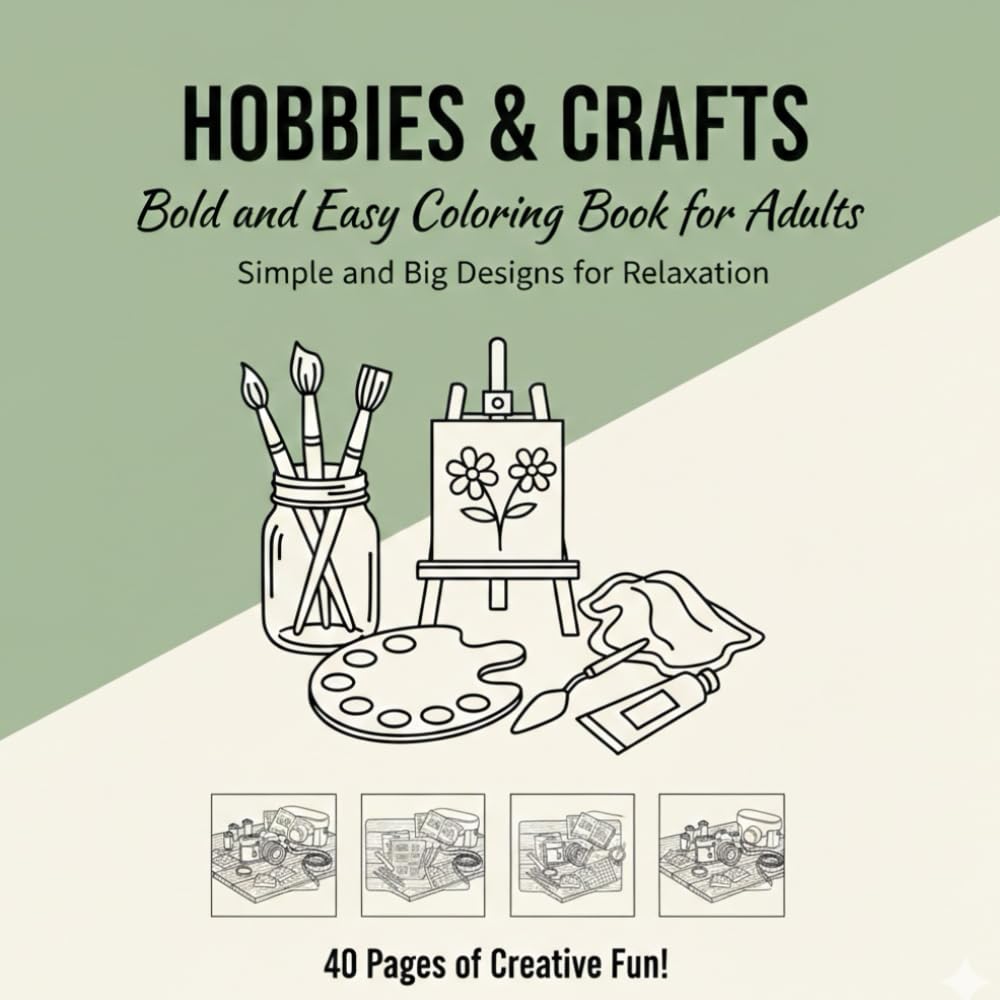 Hobbies & Crafts: Bold and Easy Coloring Book for Adults - Simple and Big Designs for Relaxation: Simple and Big Designs for Relaxation - 40 Pages of Creative Fun! ("BOLD & EASY COLORING COLLECTION")