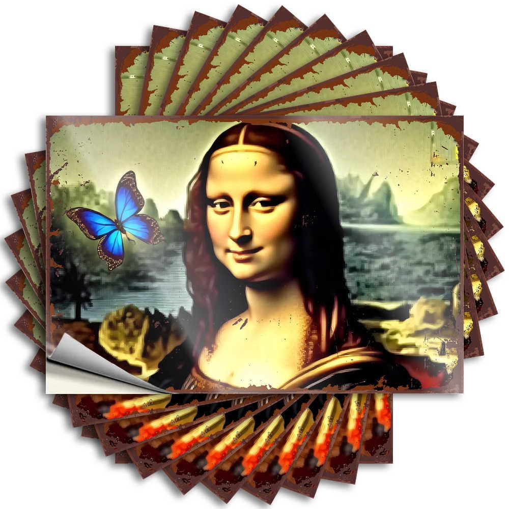 Stickers - Funny Garage Mystical Mona Lisa with Butterfly for Darts Haves(6X9CM)