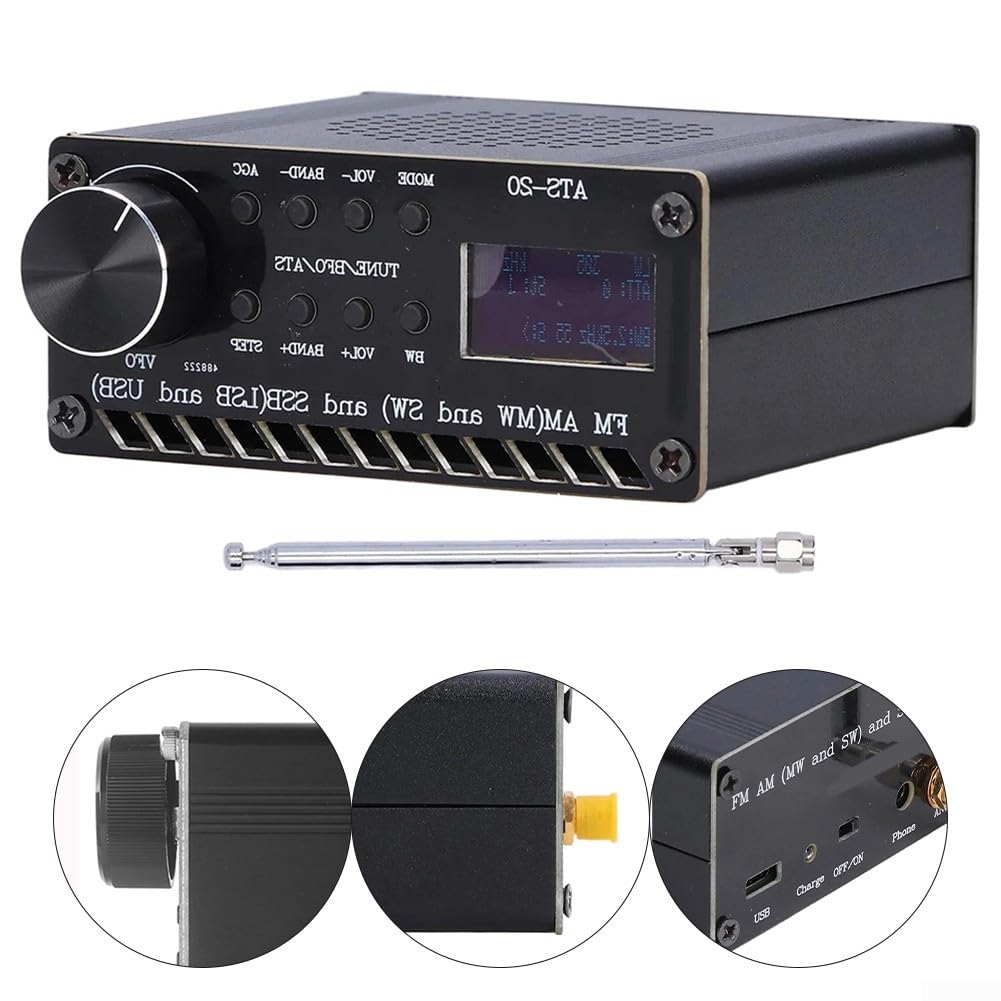Radio Digitale Portatile, Ricevitore radio ATS 20+, Altoparlante ricevitore radio multi-banda portatile FM AM MW SW SSB (LSB e USB), 0,96 pollici per display OLED, Batteria 800mAh, 3.5 x 4.21 x 1.61in