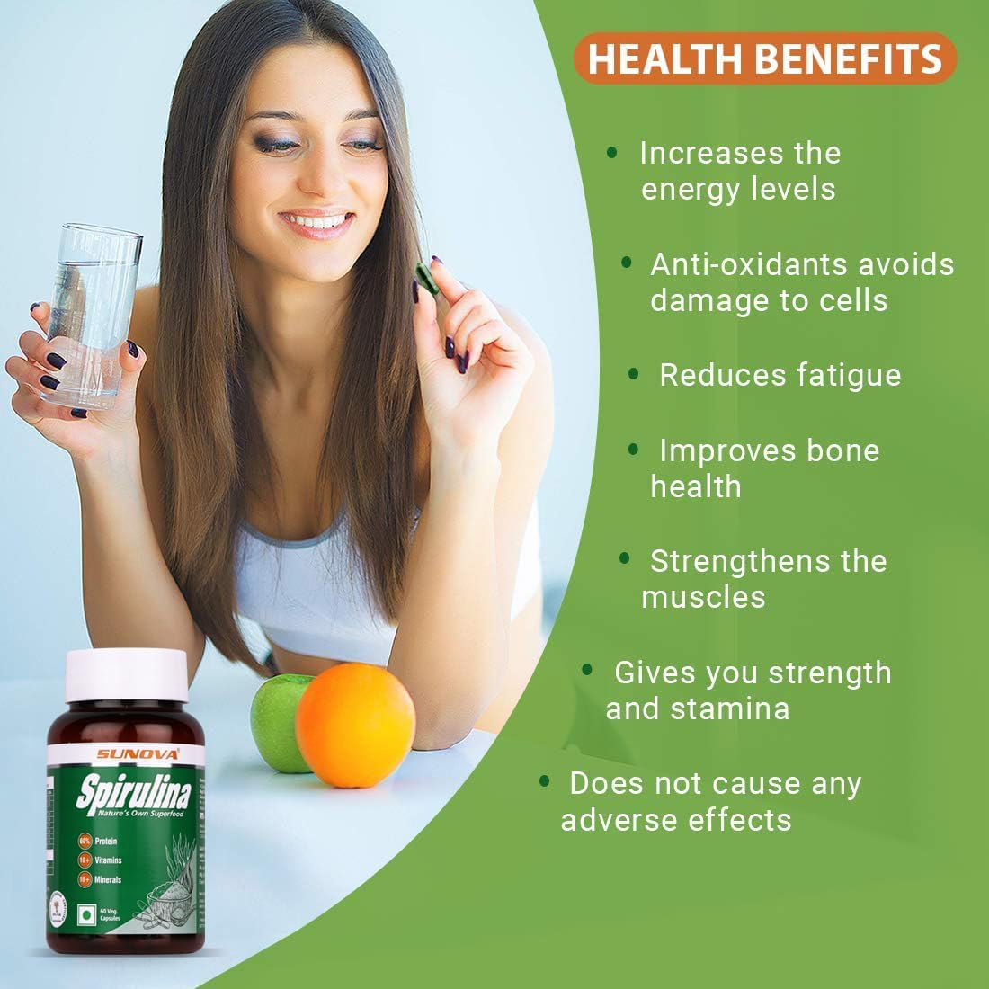 Viva Spirulina Capsules - Nature’s Own Superfood and Nutritional Supplement, Full of Protein,Vitamins & Minerals– 60 Capsules (Pack of 2)