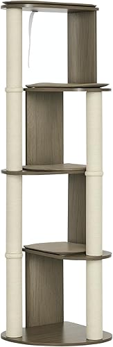PawHut Árbol moderno de esquina de 65 pulgadas para escalar, torre grande de varios niveles con postes rascadores, torre para gatitos de ajuste