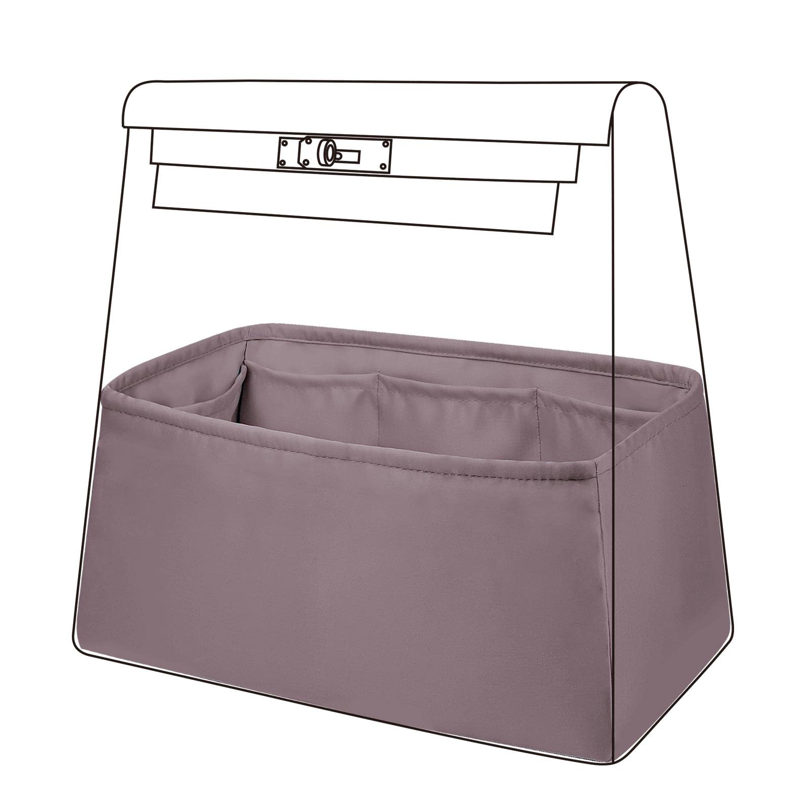 DGAZ Silk Bag Organiser Fits Kelly Ado 22/28, Silky Smooth Handbag Organiser, Luxury Handbag & Tote Organiser Insert (Konjac purple, KL Ado 28)