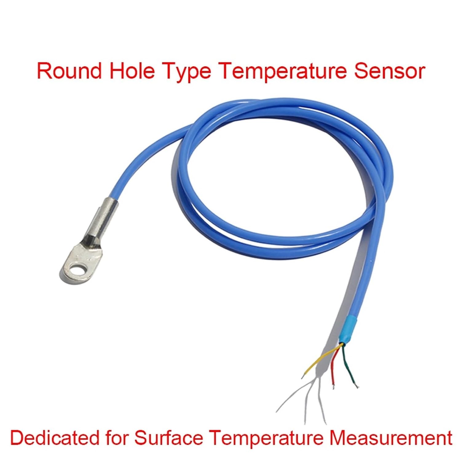Flat Head Round Hole Design Temperature Sensor 3m/4m/5m Wire Copper Galvanized Probe Fix Installation with Screws(White)
