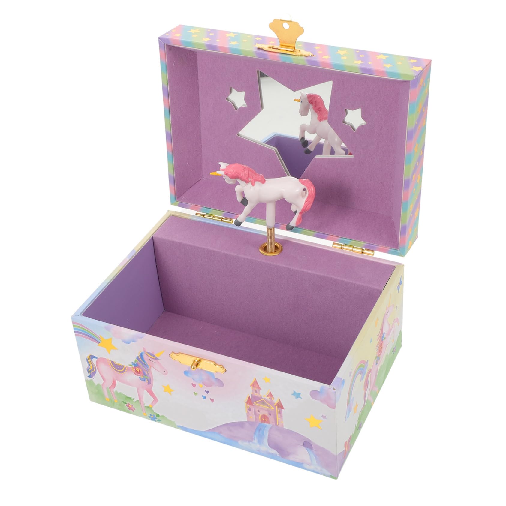 SHERCHPRY Caja de Música con Diseño de Unicornio para Niñas, Joyero Musical de Madera Multifuncional con Compartimentos para Cumpleaños y Decoración
