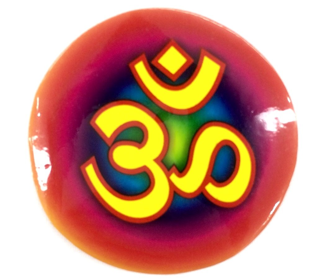 India Bazaar Multicolor Colourful Round Aum Stickers - Pack Of 10 – Paper Adhesive Hindu Religious Sticker