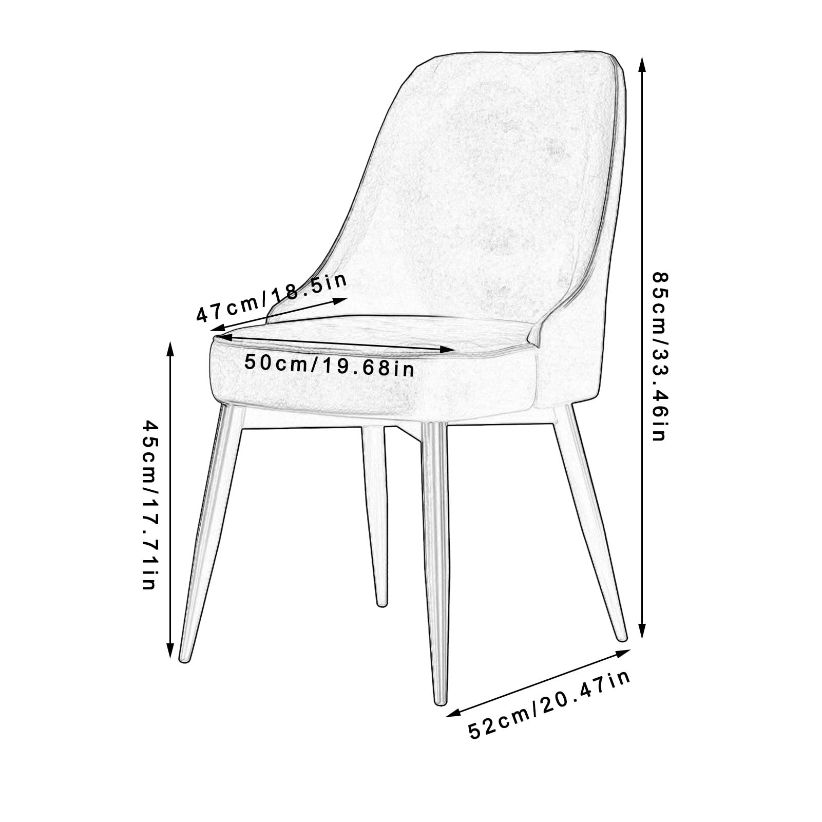 SJIALEN Modern Dining Chairs Set of 4, for Office Kitchen Lounge Dining Room Chair Soft Cushion Metal Legs Slip Feet Dining Chairs Kitchen Chair (Color : Blue, Size : 50x52x85cm)
