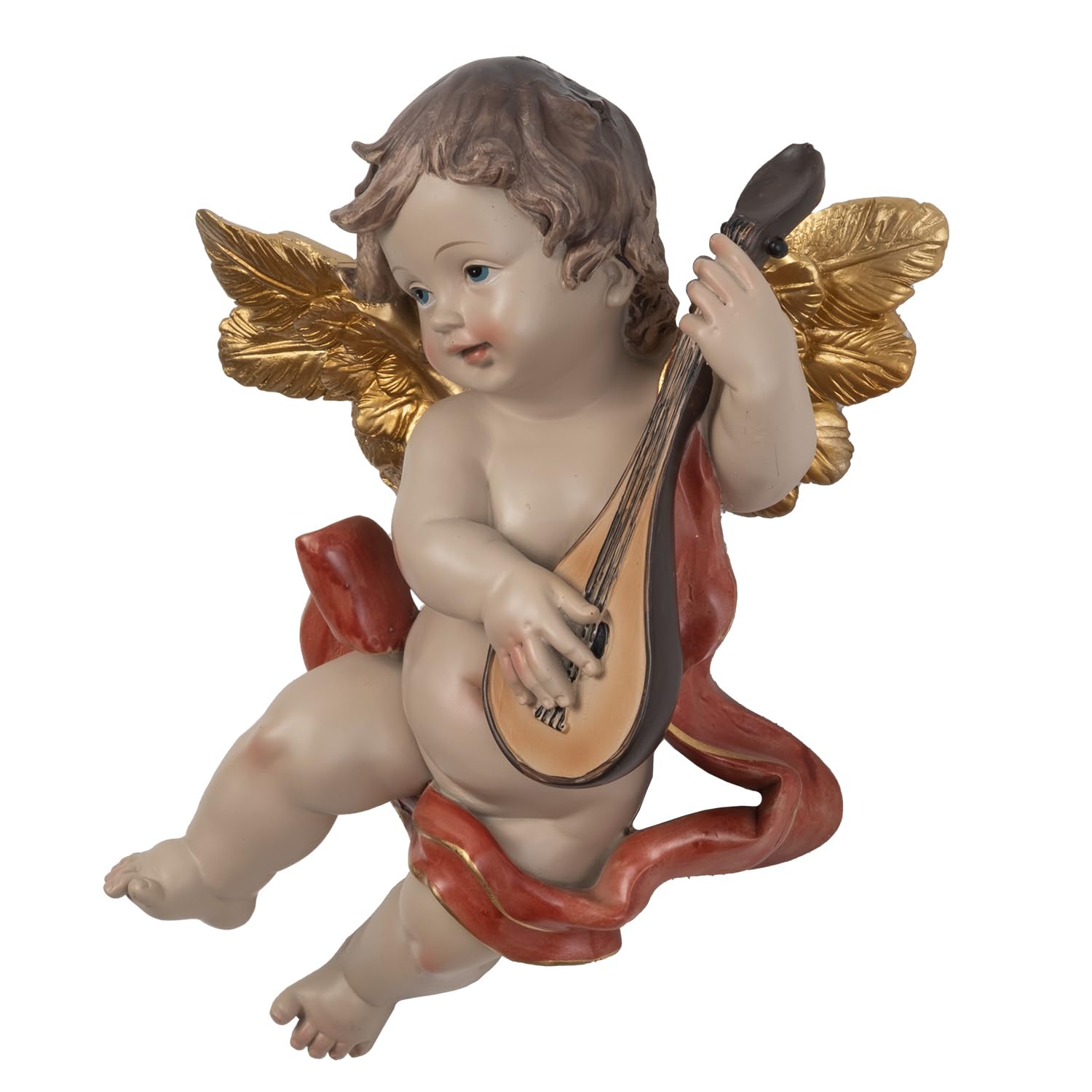 Moritz 2er Set große Engel Hängedeko aus Polyresin - musizierende Deko-Engel mit Geige & Mandoline, goldene Flügel, ca. 20-22 cm, liebevoll gestaltet für Wand oder Fenster