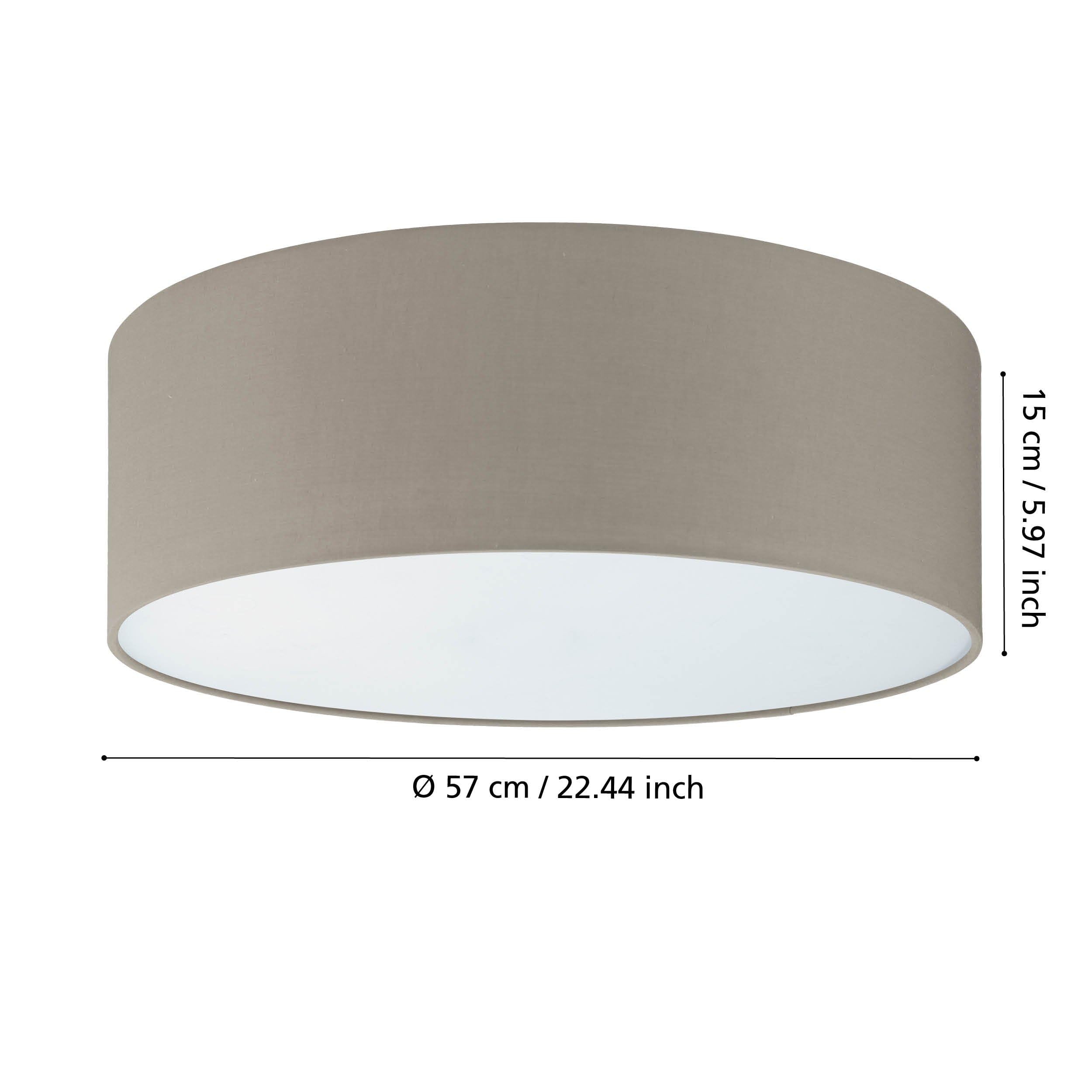 EGLO Deckenlampe Pasteri, 3 flammige Deckenleuchte Modern | Wohnzimmerlampe aus Textil und Kunststoff in Weiß, Taupe, Flurlampe Decke mit E27 Fassung, Ø 57 cm