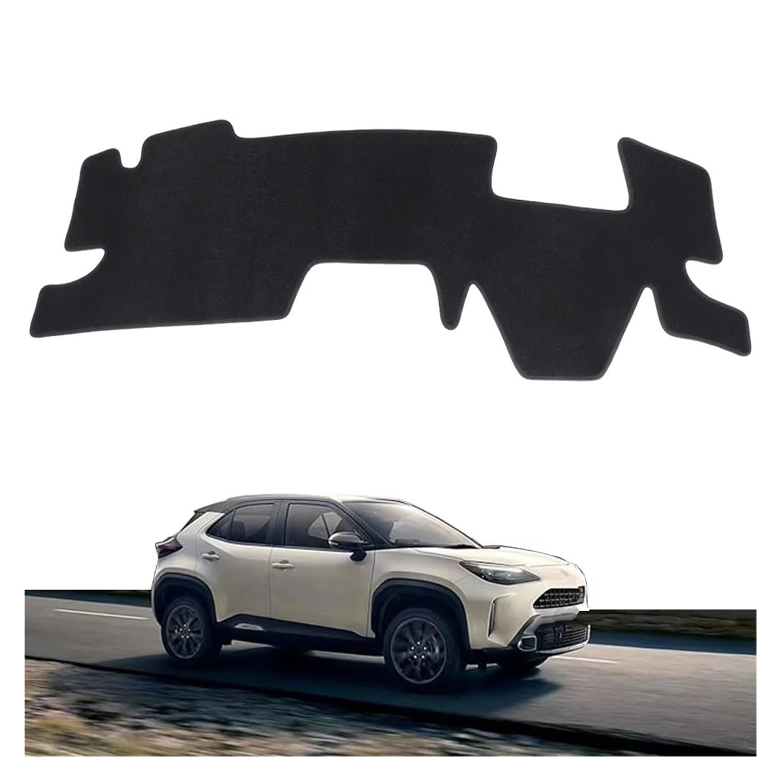 Tapis Tableau Bord intérieur Voiture Tapis Tableau Bord pour Toyota pour Yaris Cross avec Affichage Tête Haute Protection Solaire Accessoires Voiture(LHD Black)