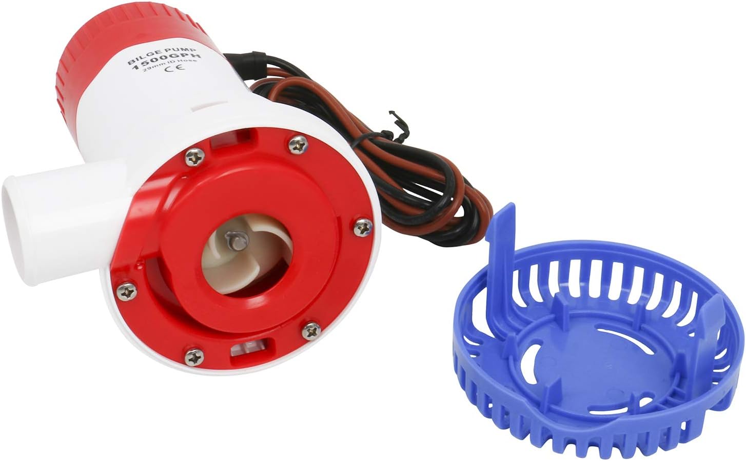 Amarine Made 1500GPH 12v Boat Bilge Pump Marine Plumbing Electric Bilge Pump with Float Switch-29mm ID Hose Low Noise