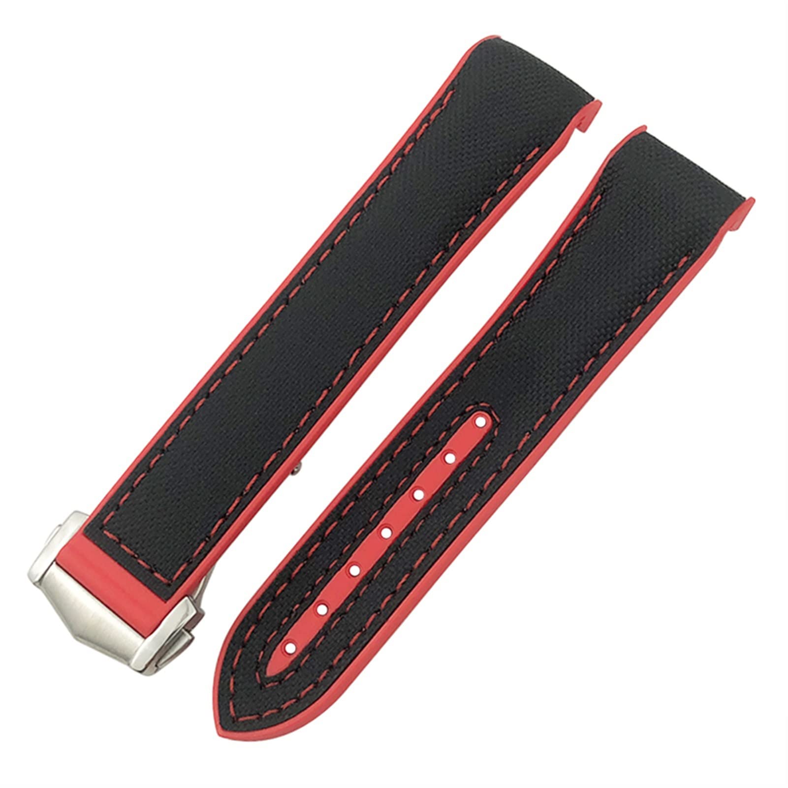 Bracelet montre 21mm anti transpiration en silicone cuir nylon