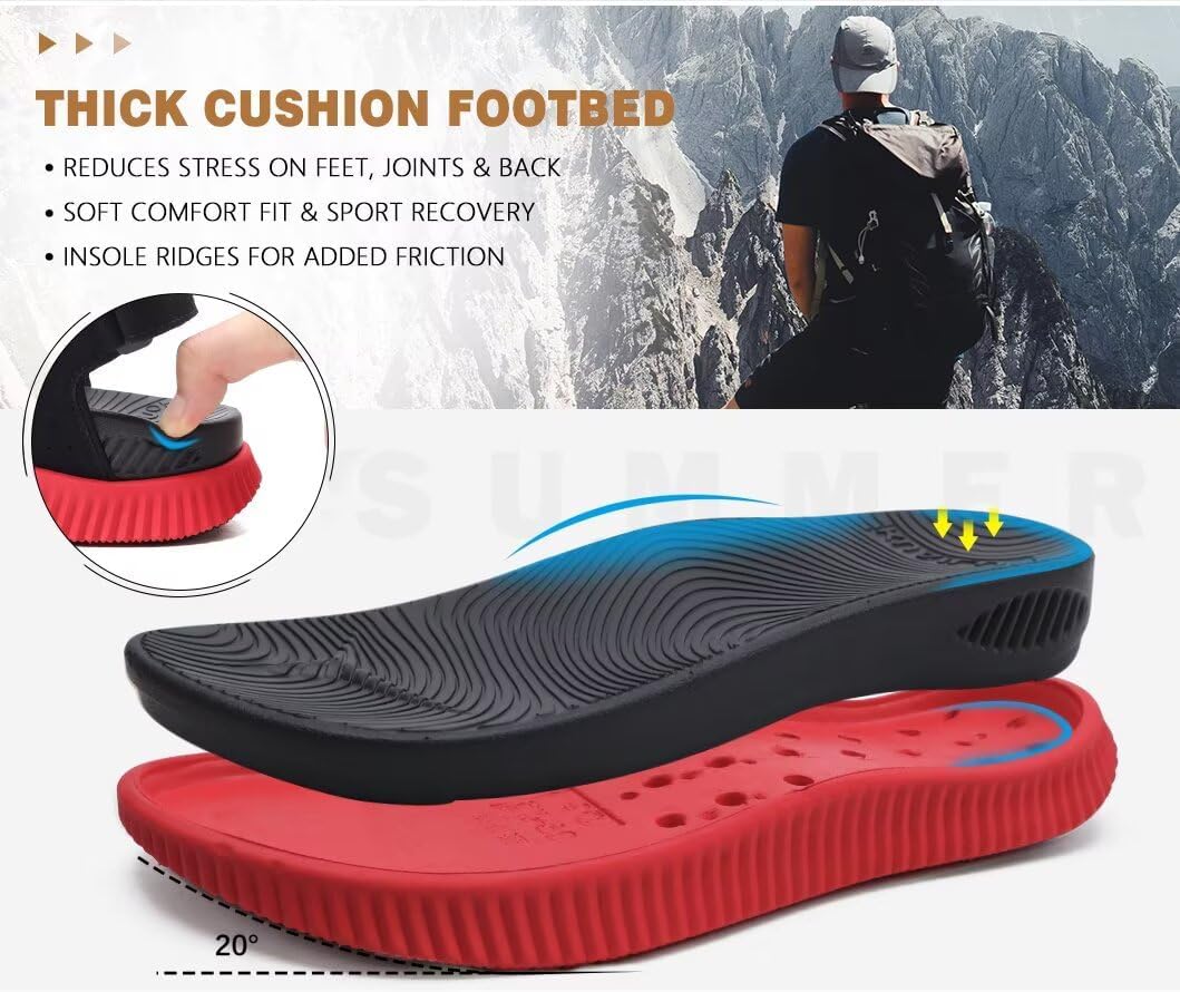 KuaiLu Mens Hiking Sandals With Arch Support Sport Recovery Athletic Walking Sandals For Man Outdoor Summer Casual Thick Cushion Beach Water Fisherman Sandal Size 7-15 - Image 8