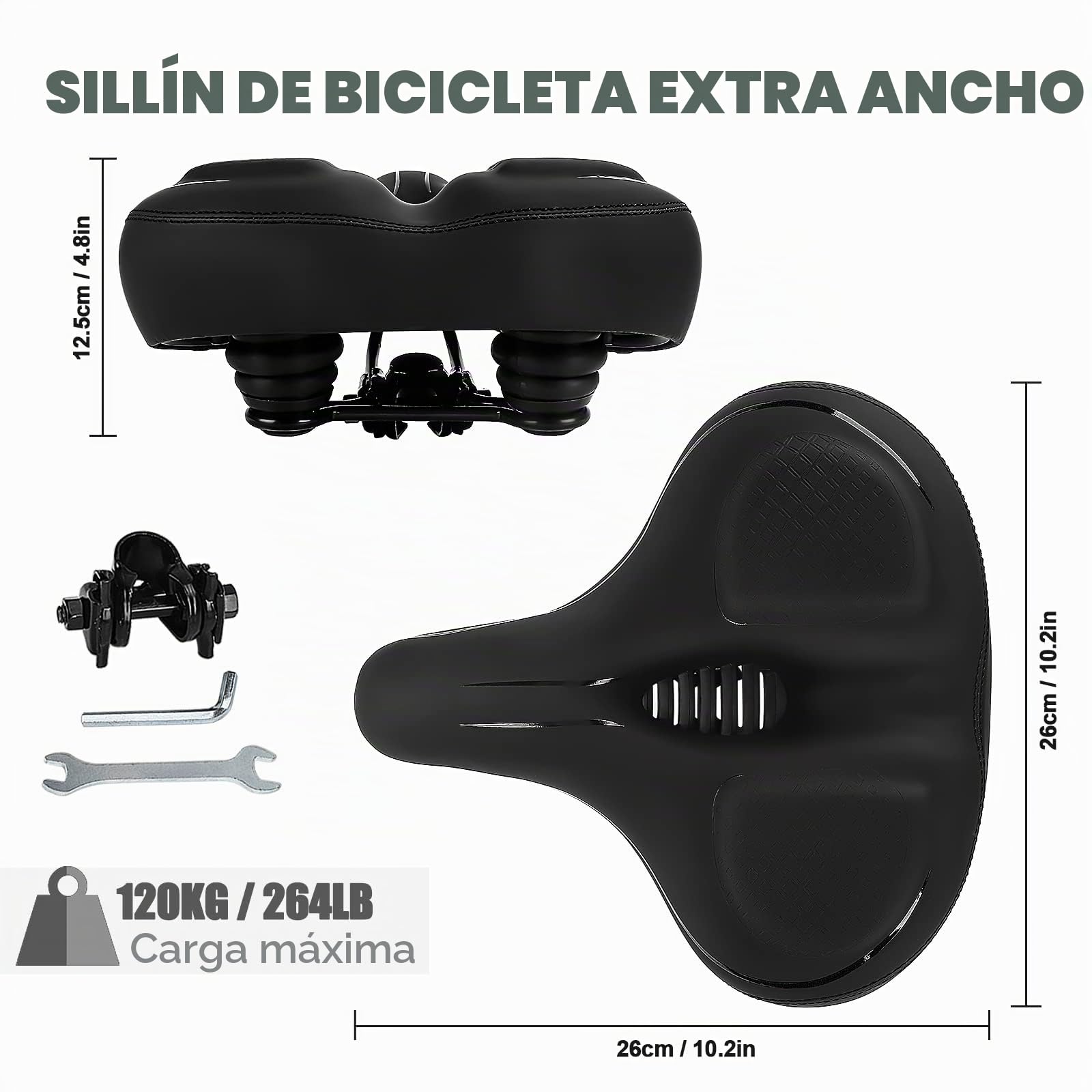 TONBUX Sillín Bicicleta Extra Grande, Sillín de Bicicleta Muy Cómodo Impermeable, Sillin Bici Ergonómico, Asiento de Bicicleta Transpirable para MTB/Bicicleta Urbana/Bicicleta de Carretera/Ebike