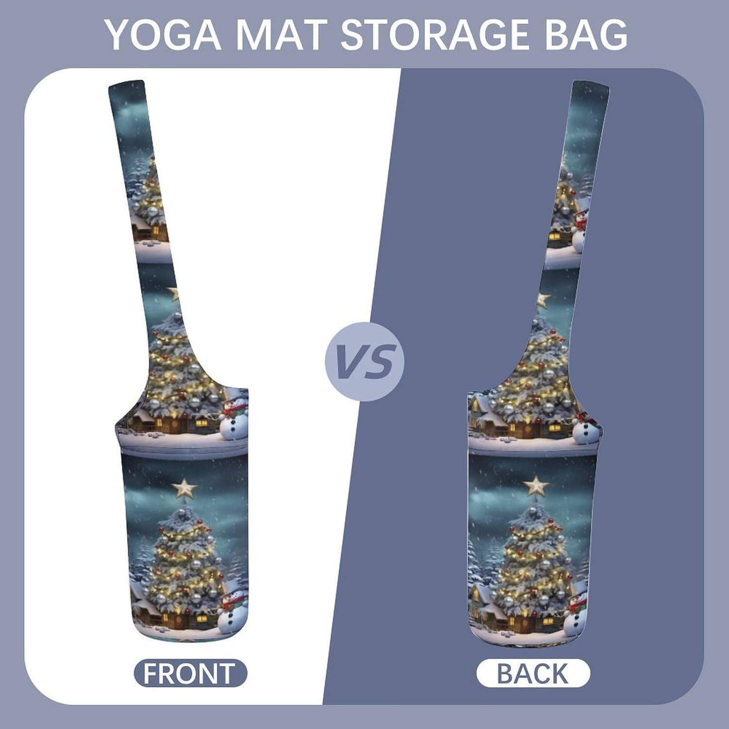 Canvas Yoga Bag,Christmas Tree Printed Yoga Mat Handbag,Portable Yoga Mat Bag Large Capacity Gym Bag for Men Women Pilates Beach Travel