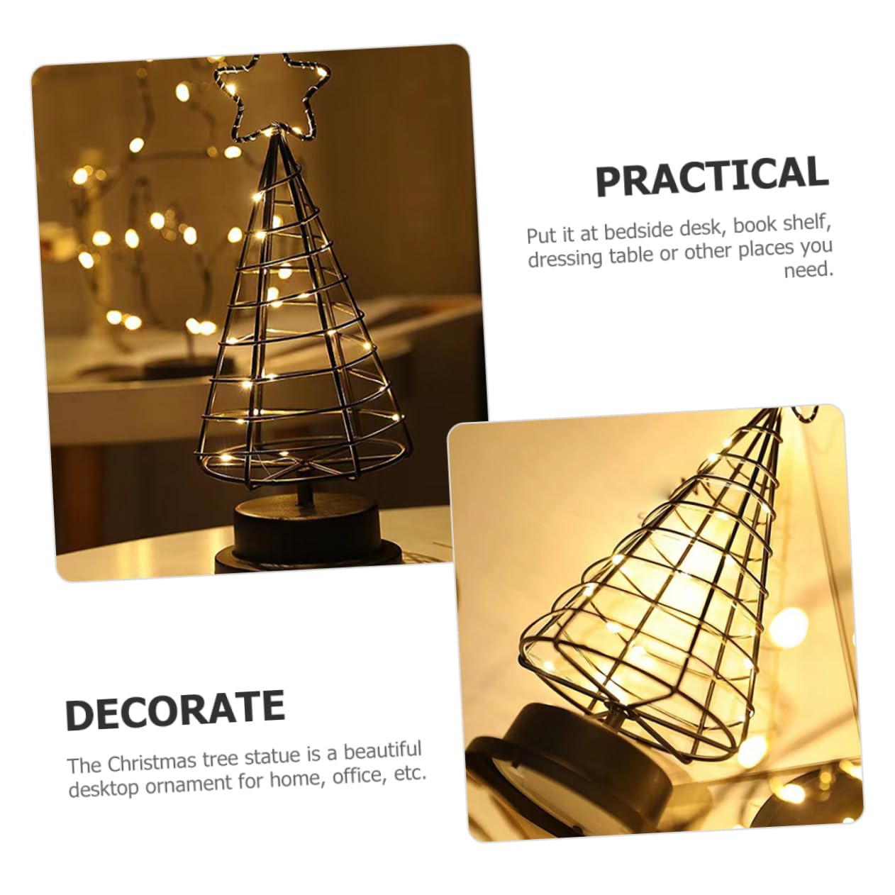Alipis 2 Stück LED Weihnachtsbaum Dekoration aus Fünfzackiger Stern Tischlampe für Schlafzimmer und Wohnzimmer Warme Beleuchtung für Festliche