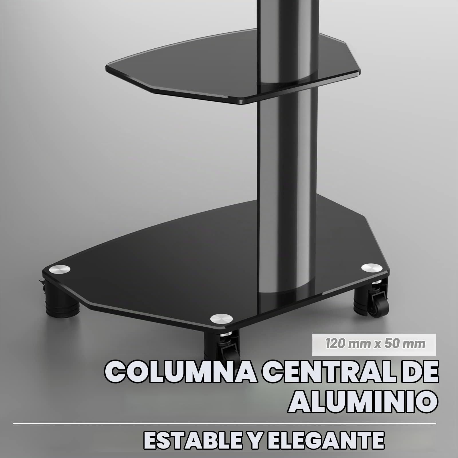RFIVER Pie Soporte TV Ruedas de 27 a 65 Pulgadas - Altura Ajustable y +/-45° Giratorio Suelo Móvil con Estante & Gestión Cables | MAX Vesa 400x400mm 50 KG