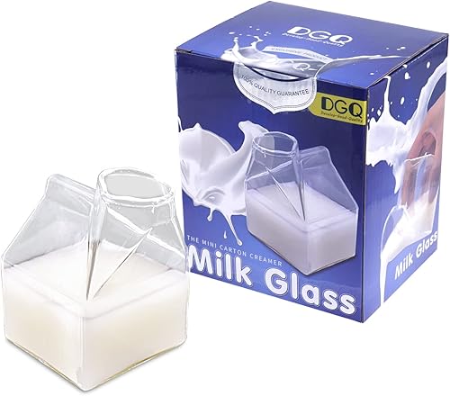 Miniatura 1 de DGQ Vaso de vidrio Mini taza de clase de leche recipiente de cartón soplado a mano 12 onzas taza de vidrio de agua caja de crema de leche
