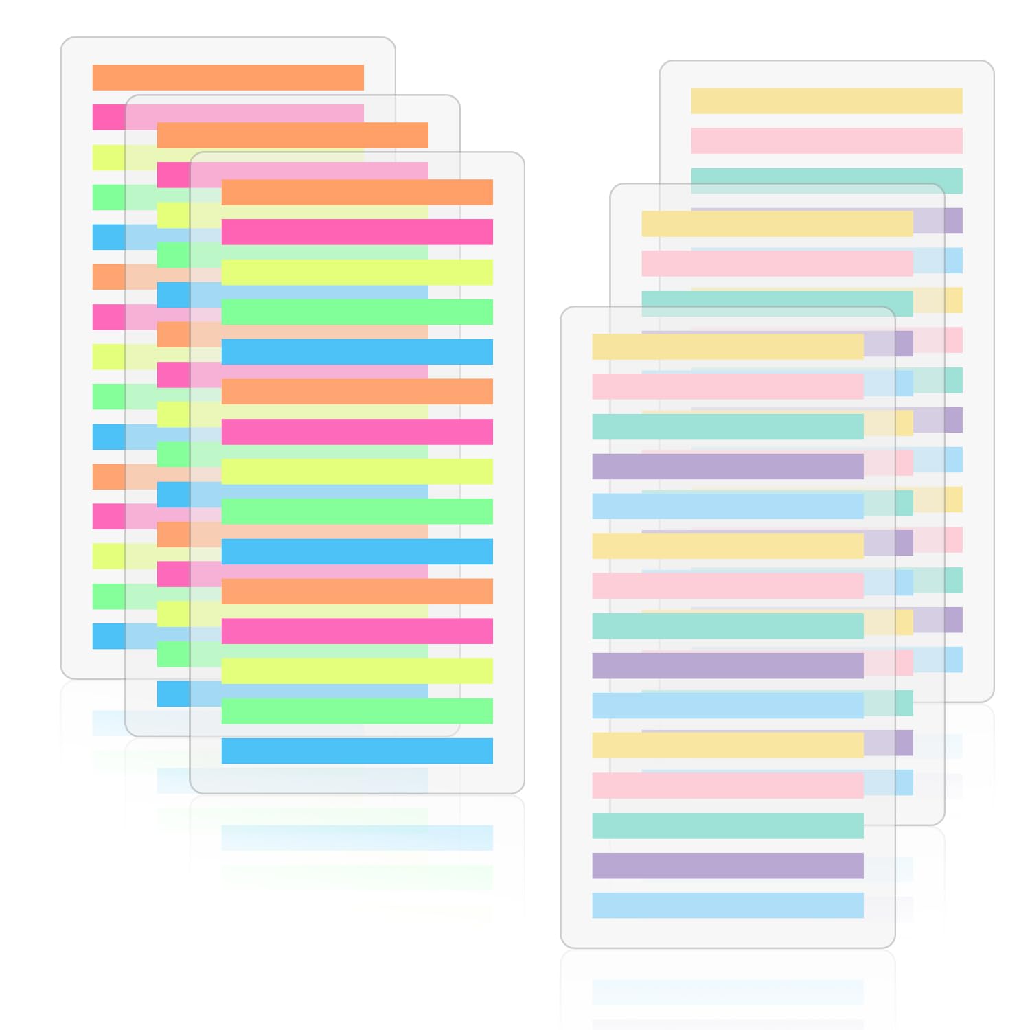 1800 notas adhesivas finas, marcadores de página, notas adhesivas, tiras marcadoras, marcadores adhesivos, tiras adhesivas de colores, notas adhesivas transparentes, notas adhesivas en colores pastel,