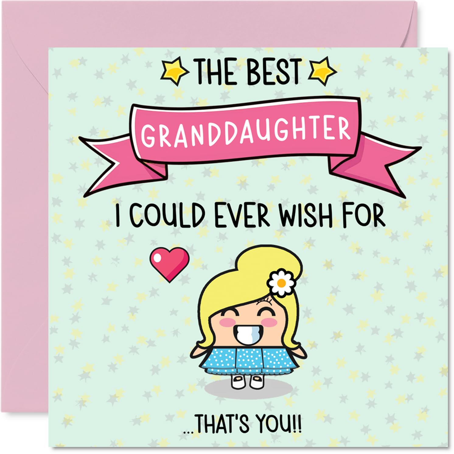 Granddaughter Birthday Card - The Best I Could Ever Wish For - Happy Birthday Card for Granddaughter from Grandad Grandma, 145mm Cute Bday Greeting Cards