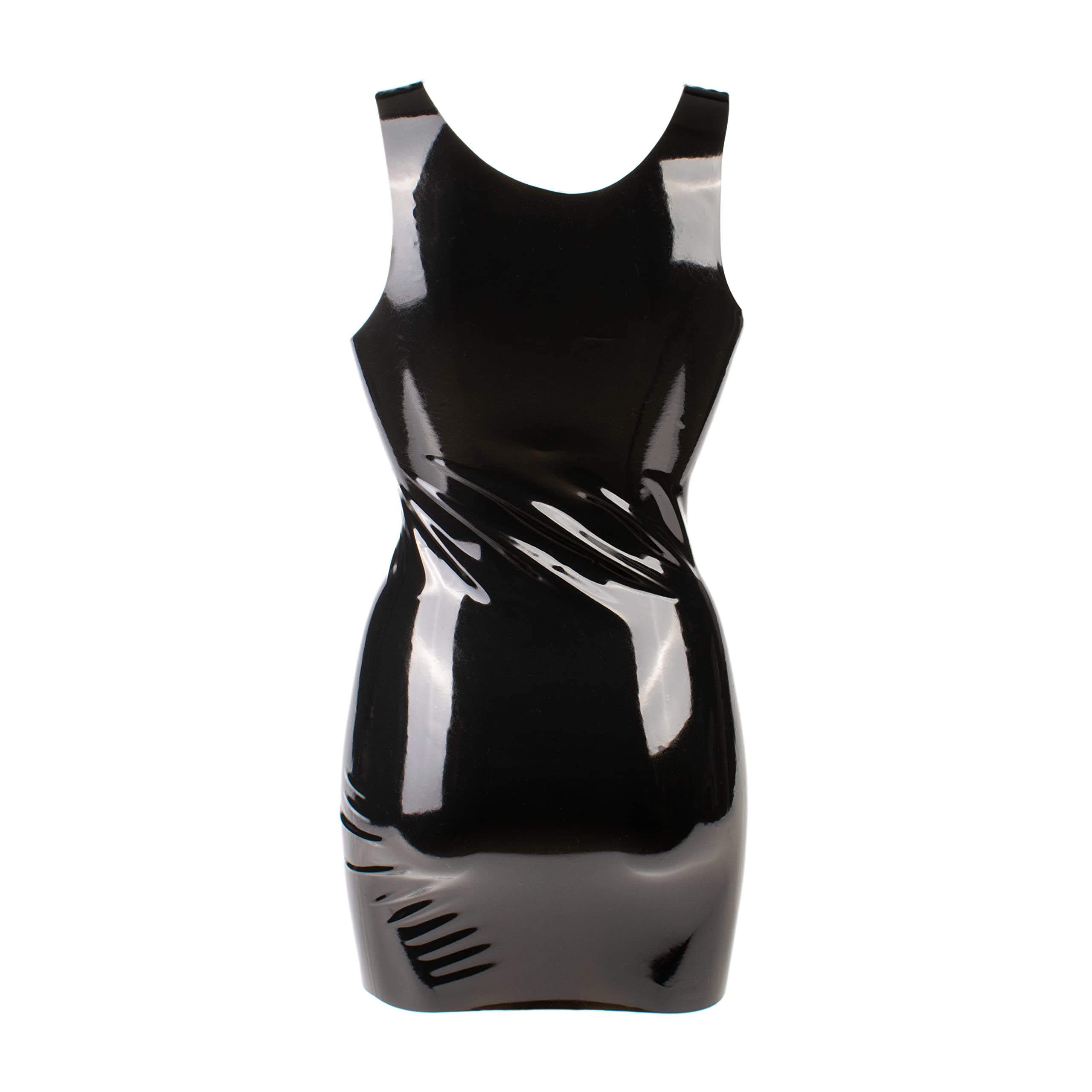 Robe en Latex Mini - Robe en Latex Courte - Bras Libres avec Bretelles - Décolleté Profond Robes Sexy pour Femmes. Noir 0.4mm XL