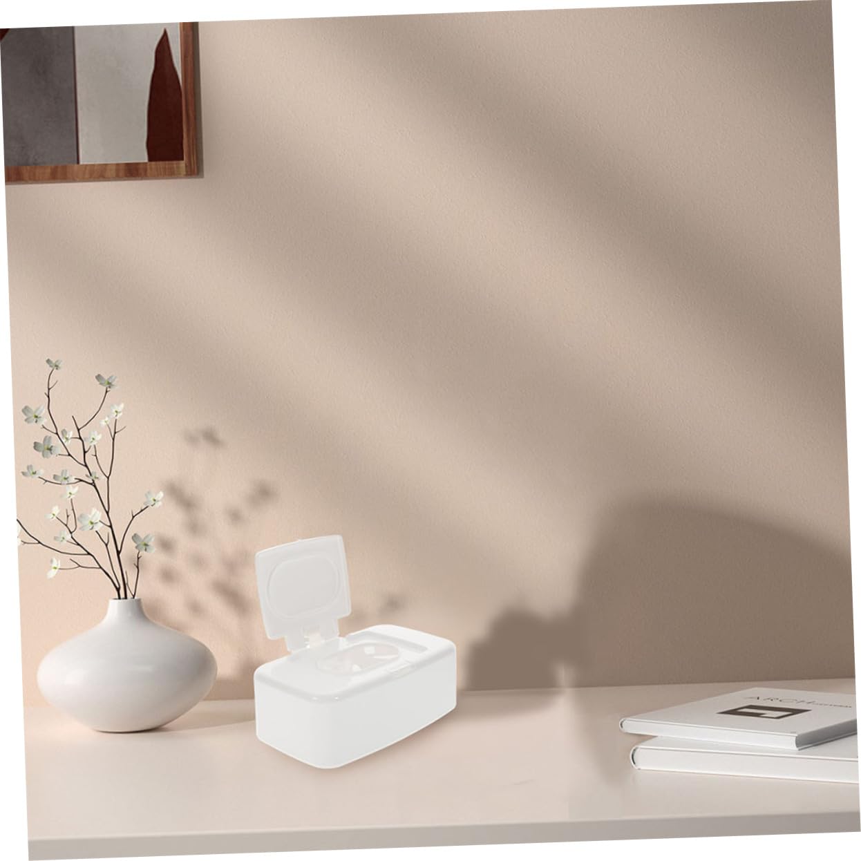 HOMSFOU 2pcs Storage Box Travel Plastic Container Plastic Container with Lid Paper Boxes Wipe Box Wipe Dispenser for Bathroom Makeup Remover Gloves Rag Rack Tissue Box White Pp