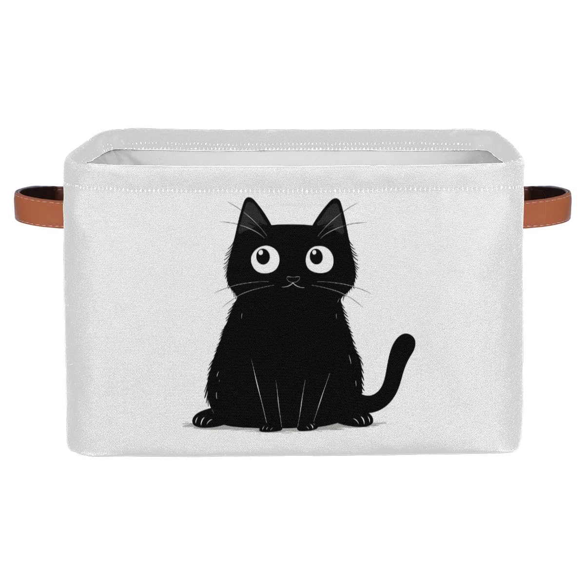 OMFUNS Cute Cat Rectangle Storage Basket Black Cat Foldable Storage Bin Cubes with Handles Large Organizer Bins Boxes Toy Closet Shelf Nursery Laundry